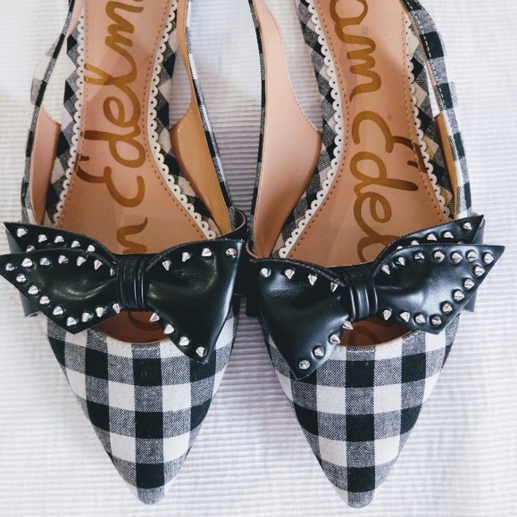 Sam Edelman Shoes - Sam Edelman Rupert Black Gingham Slingback Flats
